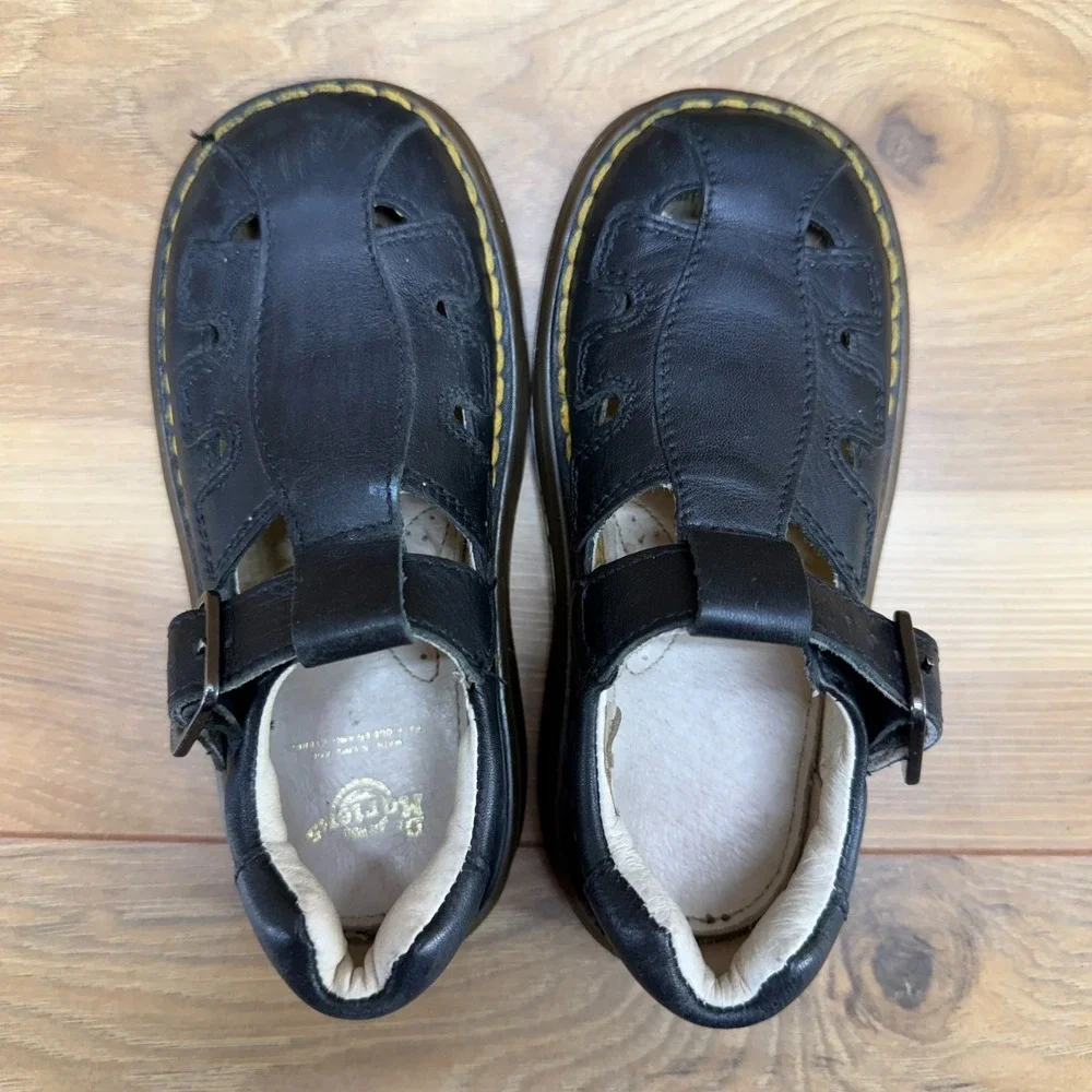 DR MARTENS Kids Vintage Little Girls 9 Black‎ Leather Mary Jane Uniform ENGLAND